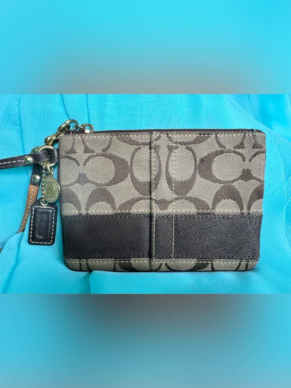 Coach Brown/Tan Signature Logo Wristlet